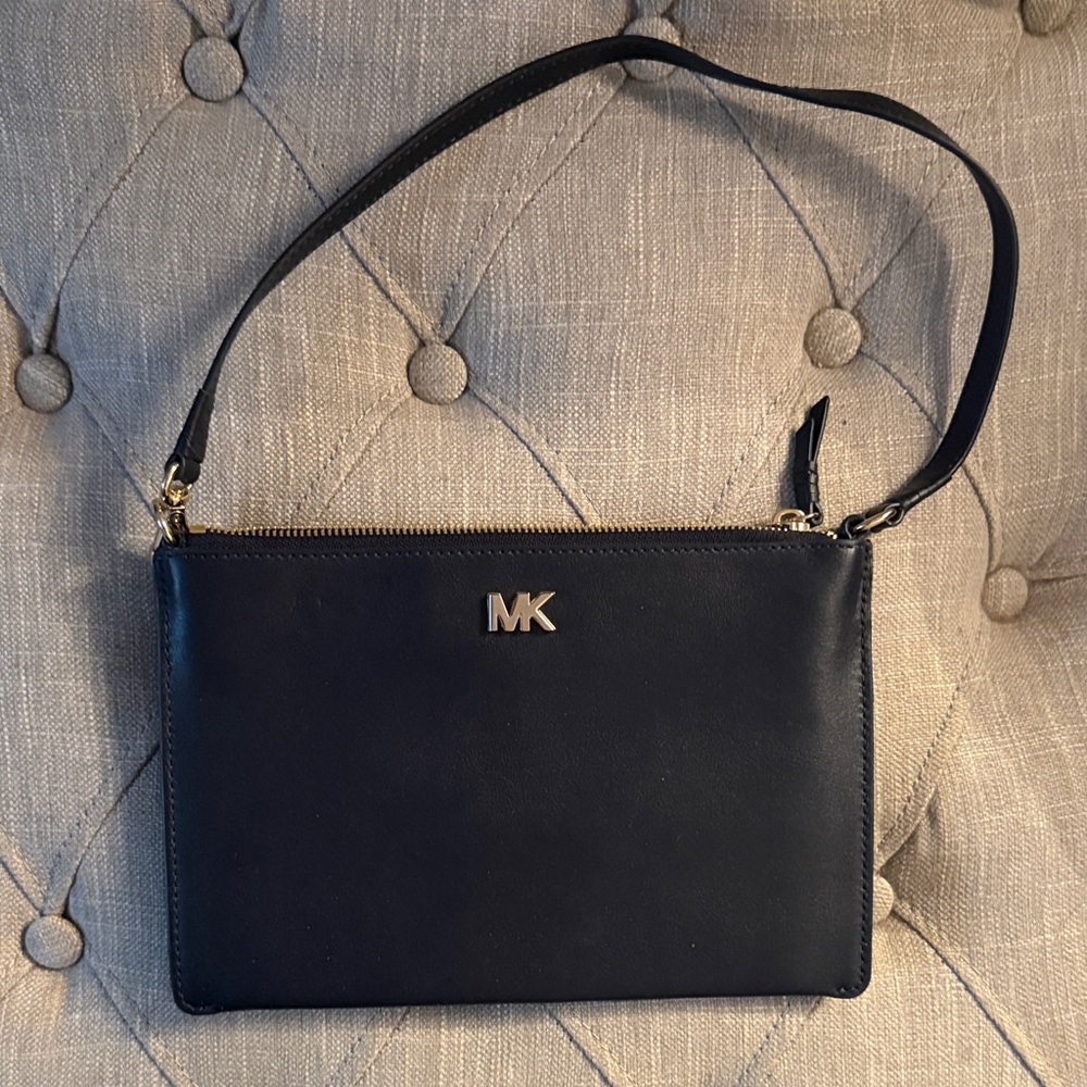 Michael Kors “MK” black leather oversized wallet or clutch